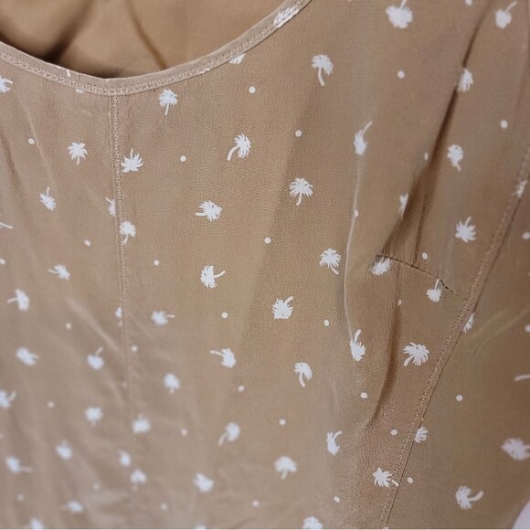 Club Monaco Tan Palm Trees Open Back Dress Size 2 - Picture 4 of 11